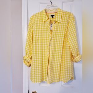 Talbots Yellow Gingham Button-Up Shirt